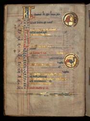 Ms 322 f.6v, Décembre, un homme plaçant des pains dans un four, illustration du 